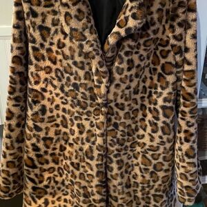 Leopard Print Faux Fur Coat